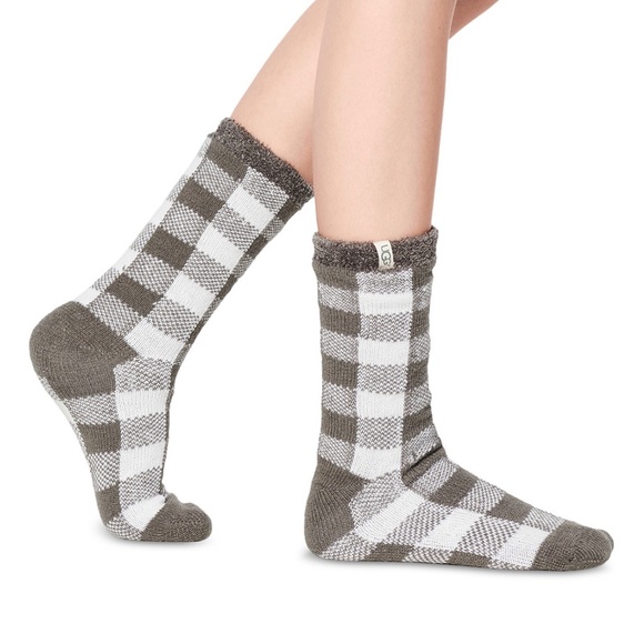 UGG Accessories - Softest ever UGG Vanna Check Fleece Lined Socks in Charcoal & White